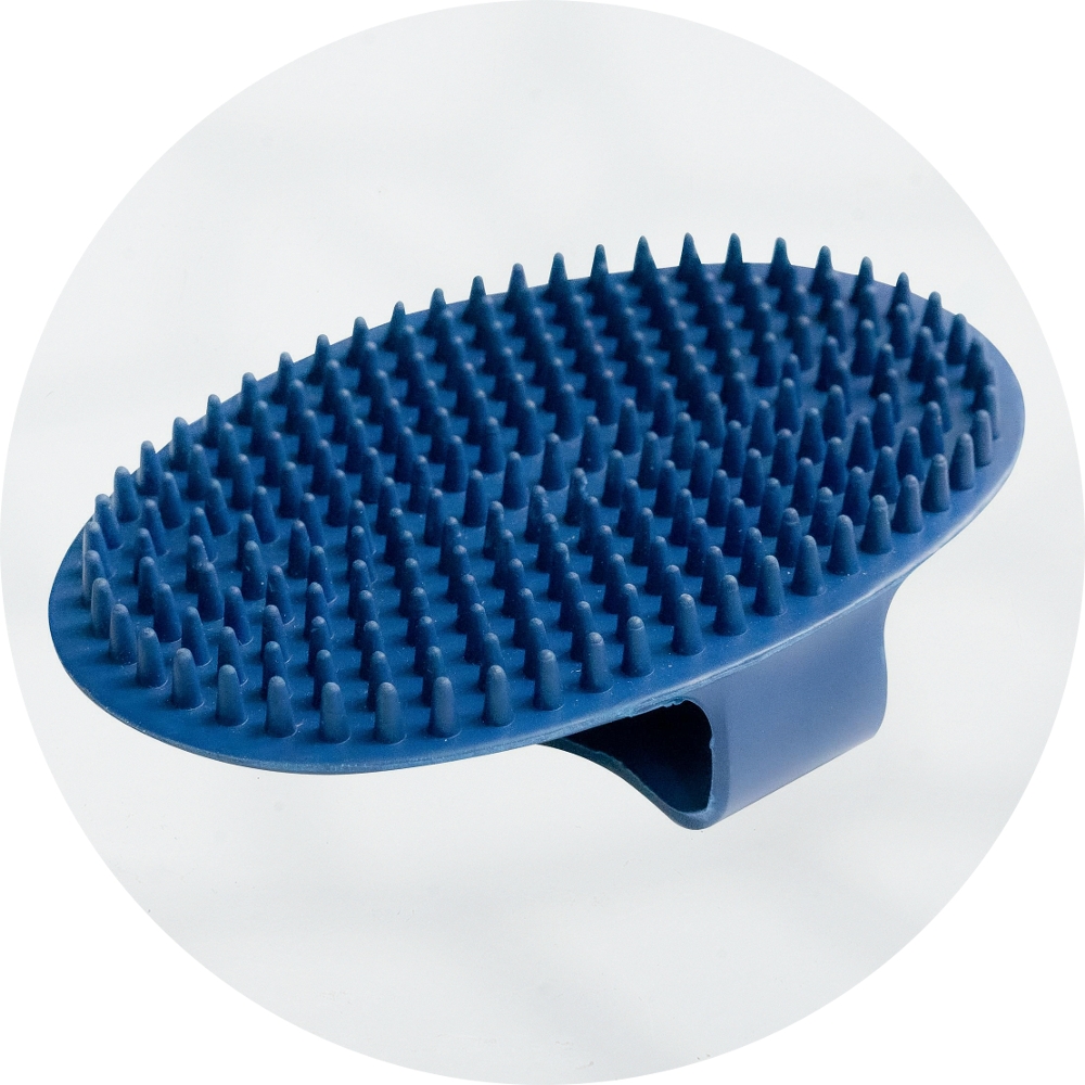 Herm Sprenger Dog Grooming Curry Comb Soft Blue Rubber 